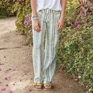 Sundance Gigi Textured Striped Waist Tie Lagenlook Wide Leg Pants
